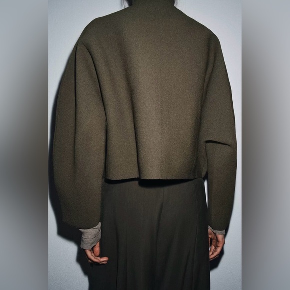 High Collar Knit Zip Up Green Grey Chrome - Picture 4 of 6